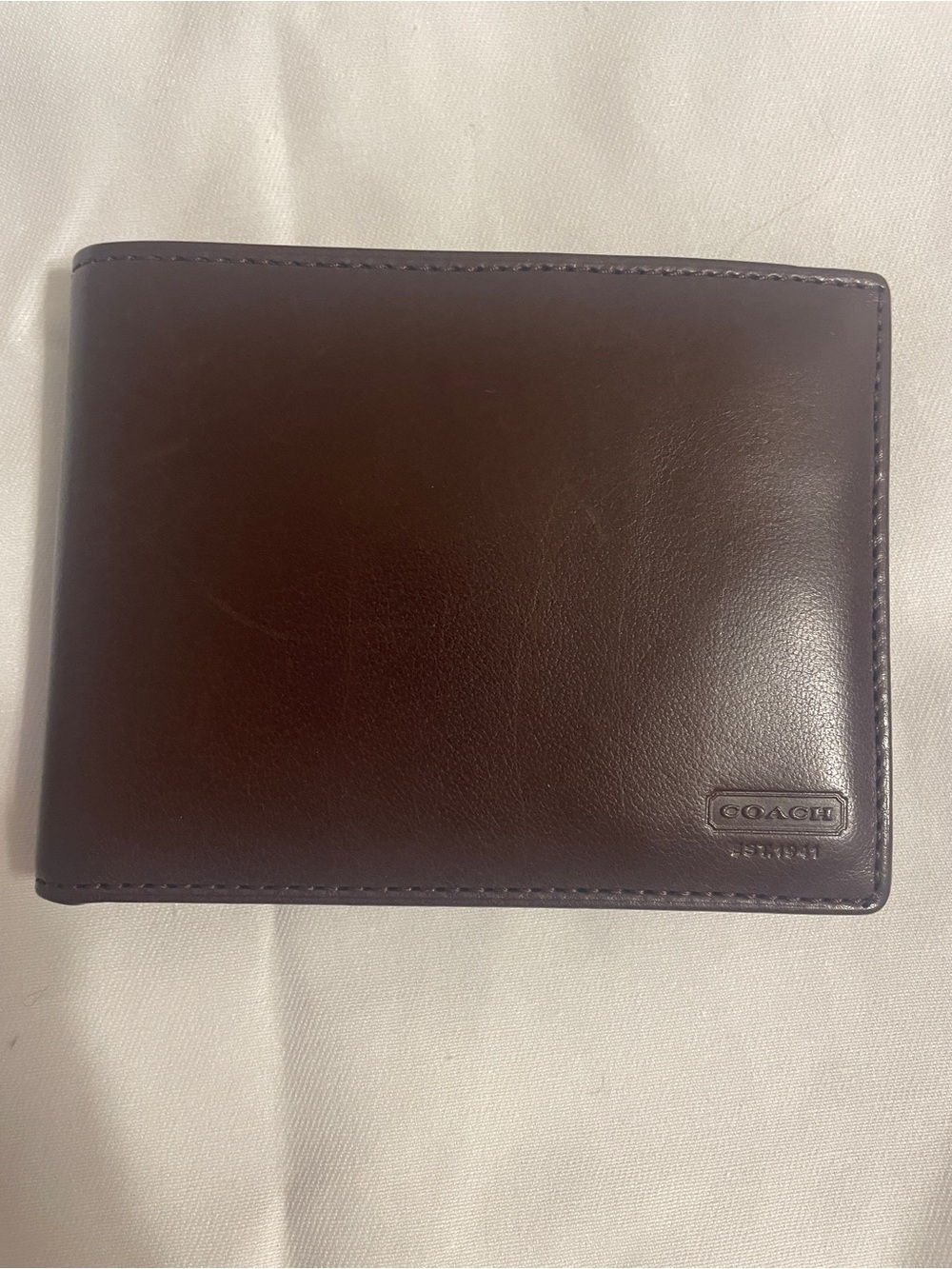 Coach Dark Brown Leather Slim Bifold Card Holder